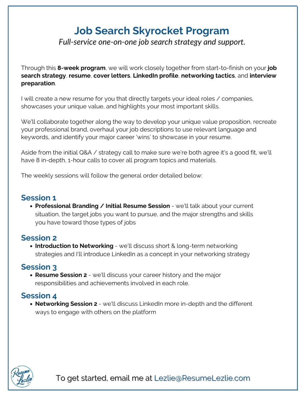 Resume Lezlie client deliverable document