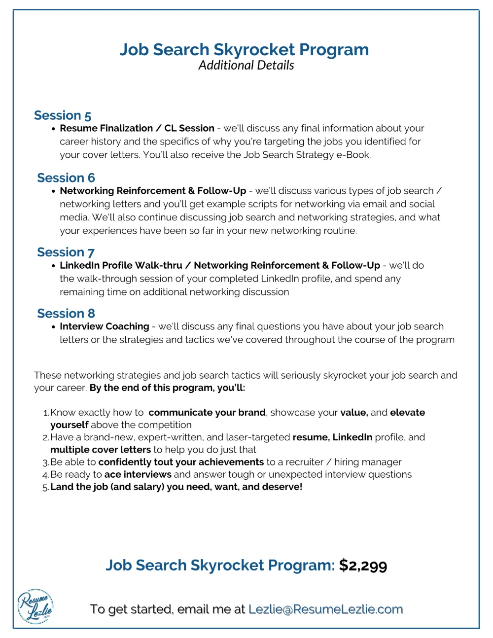 Resume Lezlie client deliverable document