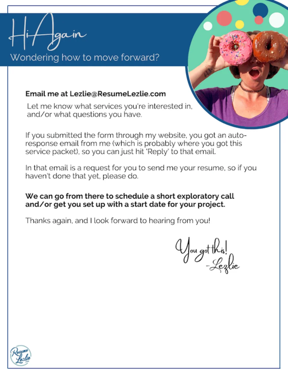 Resume Lezlie client deliverable document