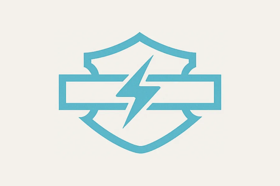 The simplified eGlide mark: the outlined bar-and-shield in powder blue with a lightning bolt through the crossbar, alone on an off-white field.