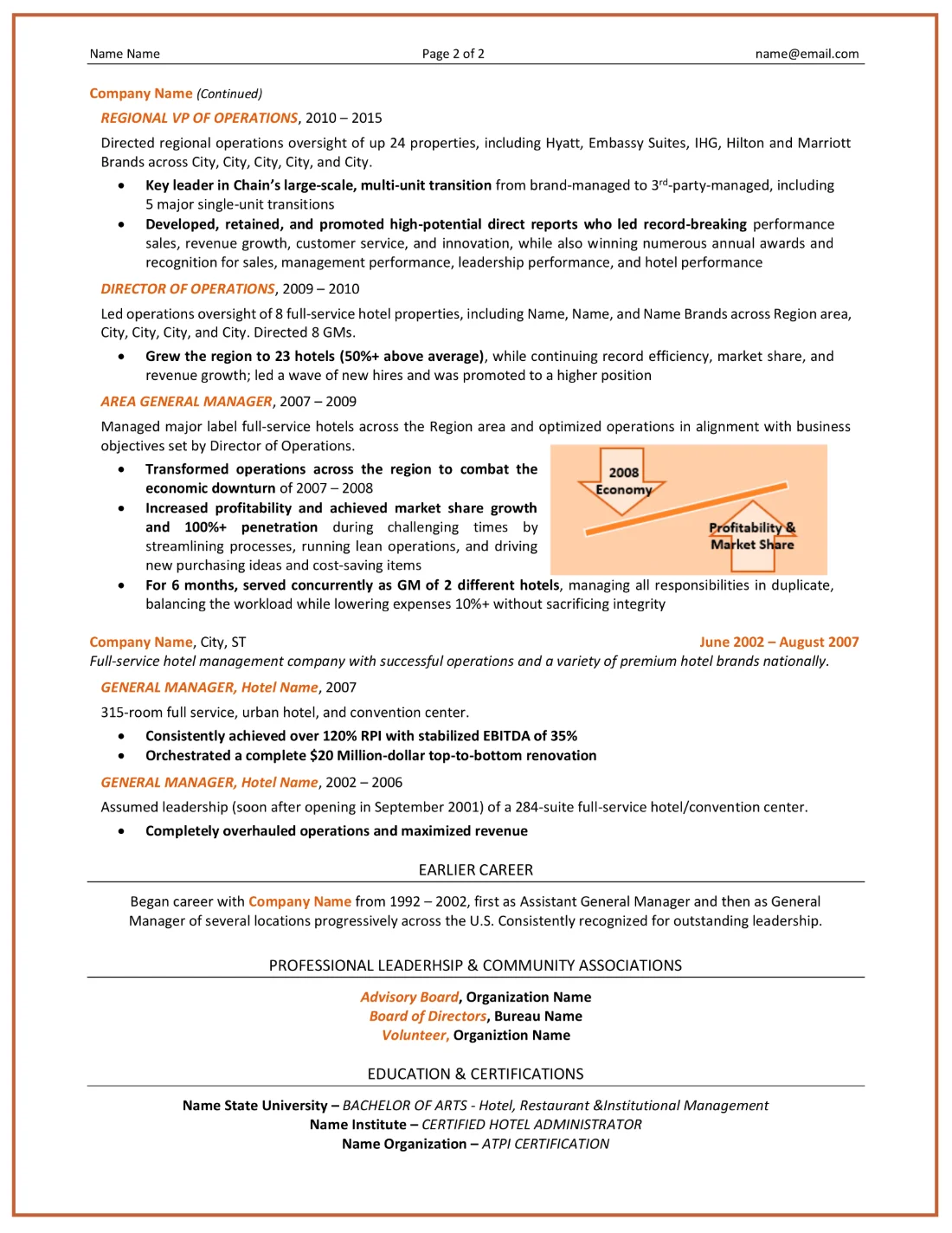 Senior operations executive resume designed by Resume Lezlie, page 2