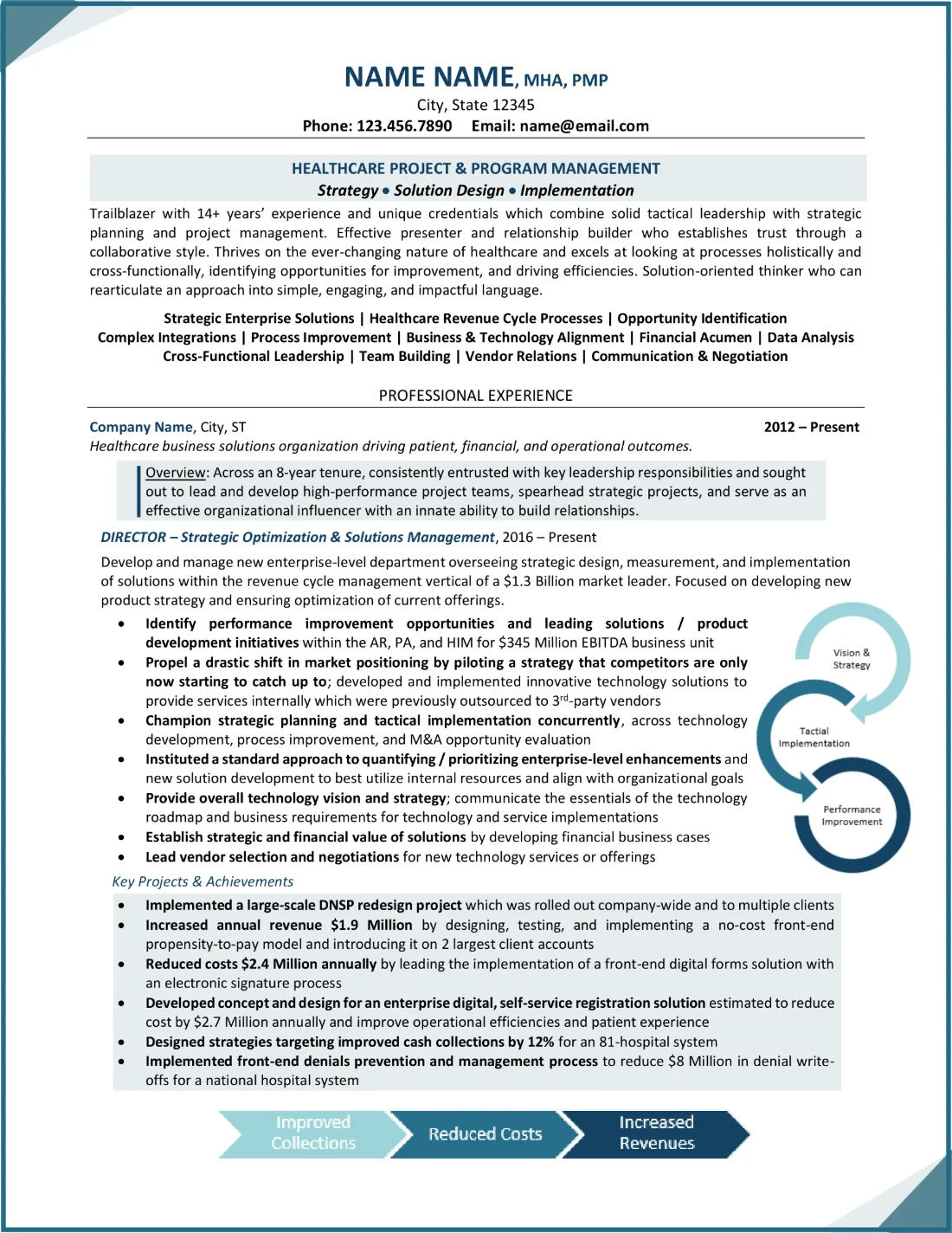 Program and project management resume designed by Resume Lezlie, page 1