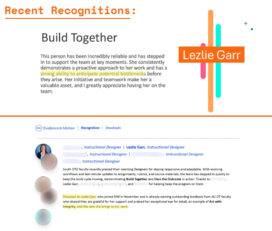 Lezlie Garr recognized at Evidence In Motion — Recent Recognitions: Build Together shoutout